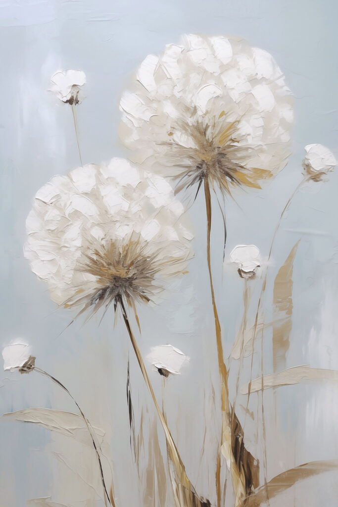 Painting of flowers on a blue background