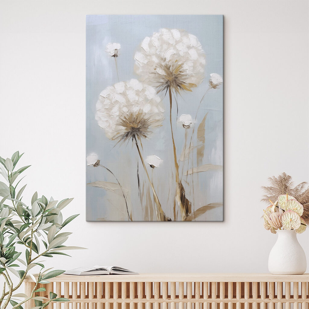 Painting of flowers on a blue background