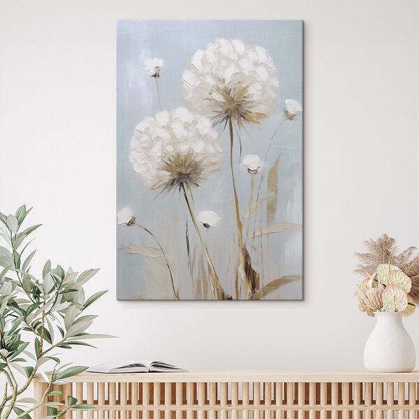 Painting of flowers on a blue background