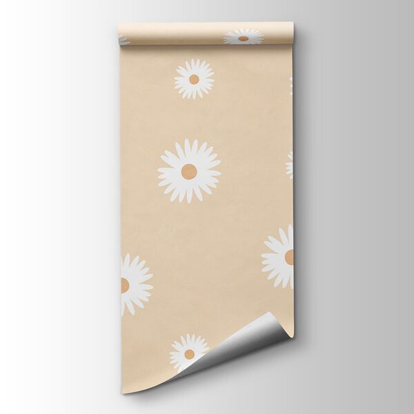 White flowers on a beige background