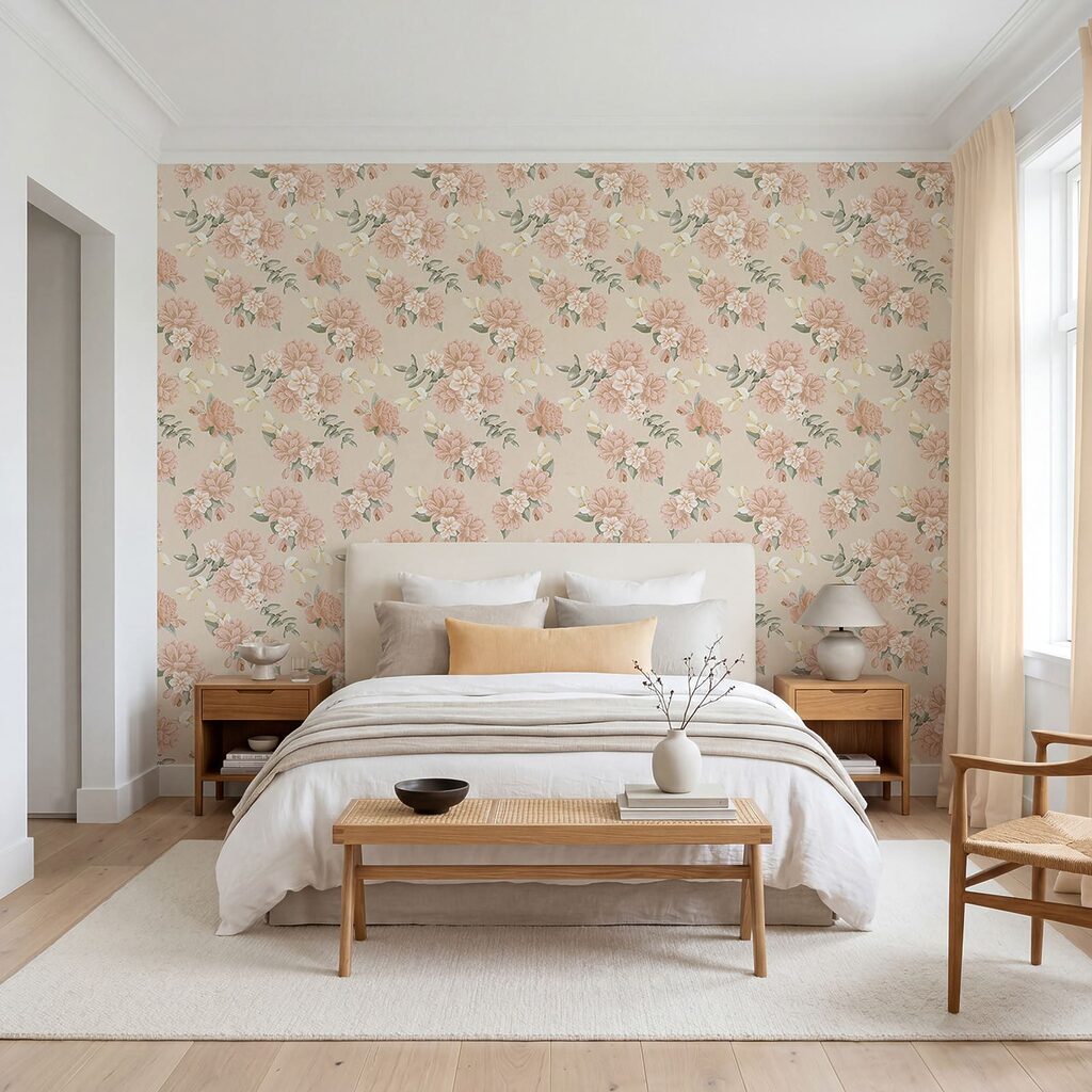 Motif floral sur fond beige