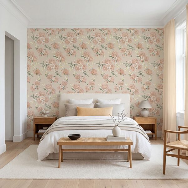 Motif floral sur fond beige