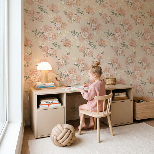 Motif floral sur fond beige