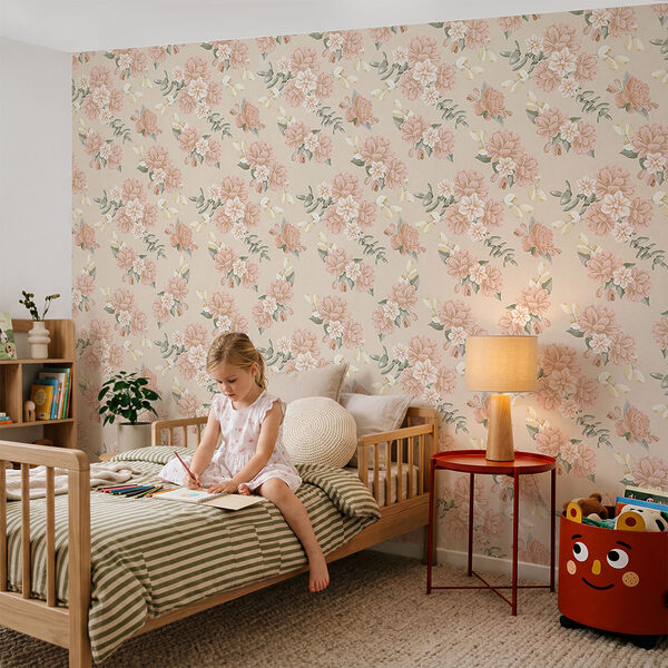 Motif floral sur fond beige