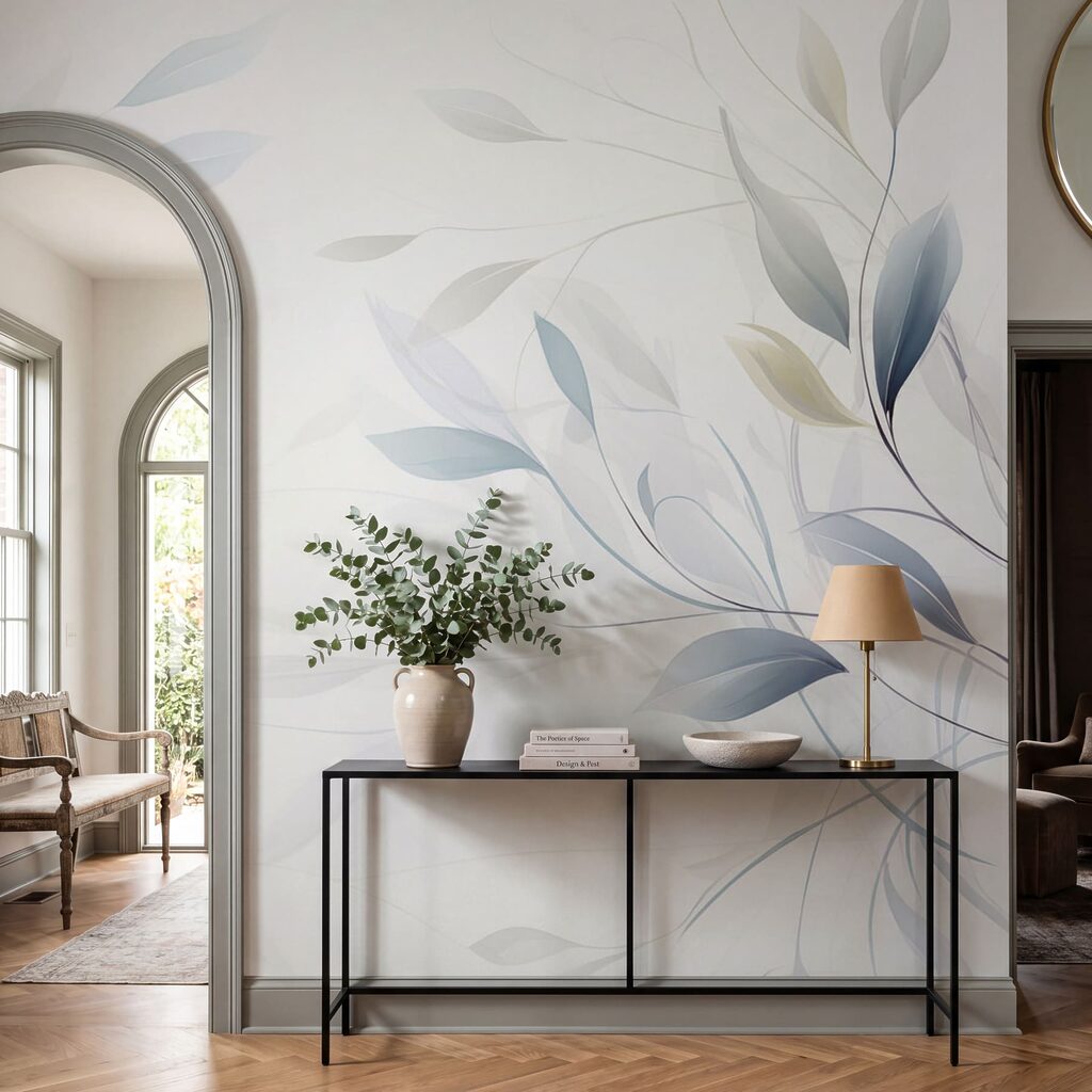 Fond blanc avec des feuilles