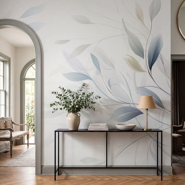 Fond blanc avec des feuilles