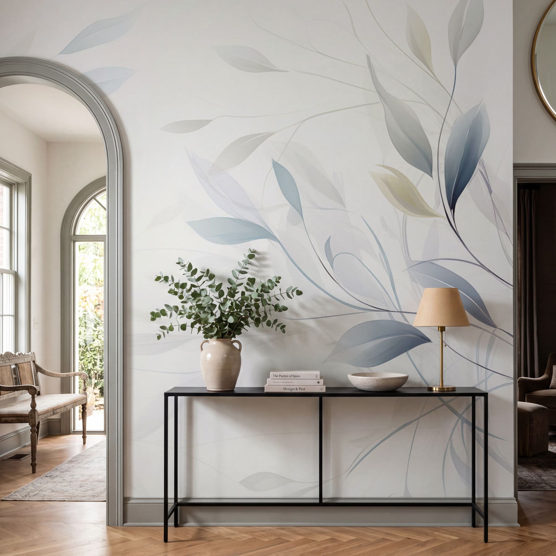 Fond blanc avec des feuilles