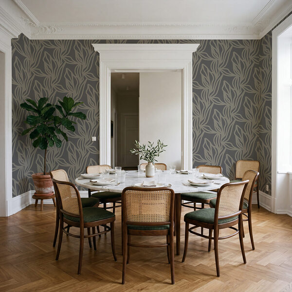 Motif de feuilles sur fond gris