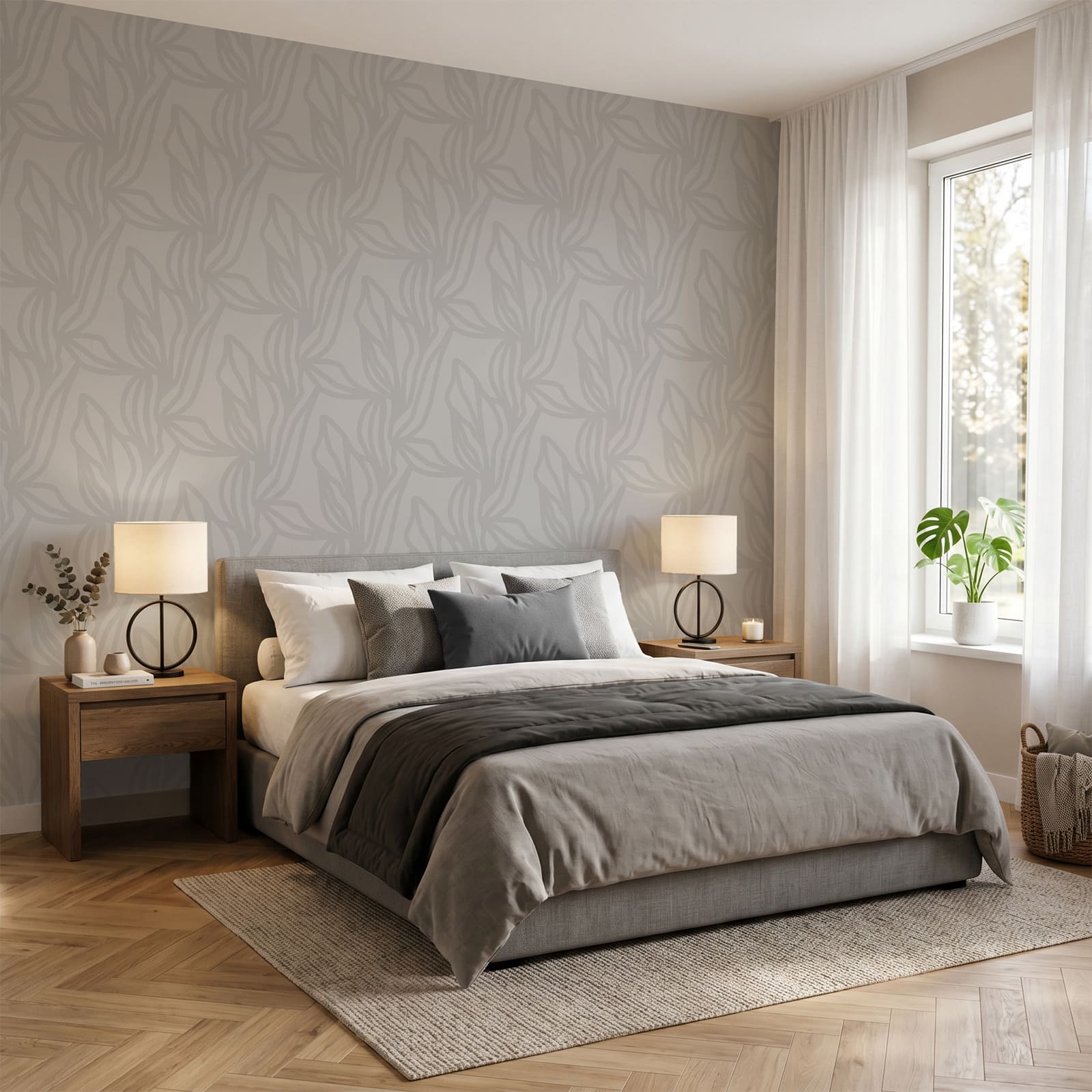 Motif gris avec des feuilles Motif gris avec des feuilles