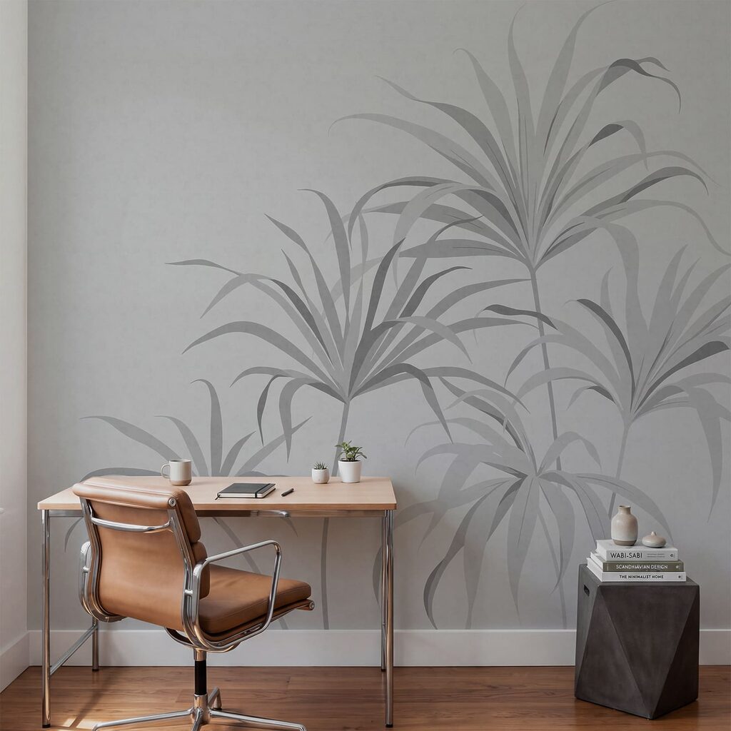 Fond gris avec des feuilles Fond gris avec des feuilles