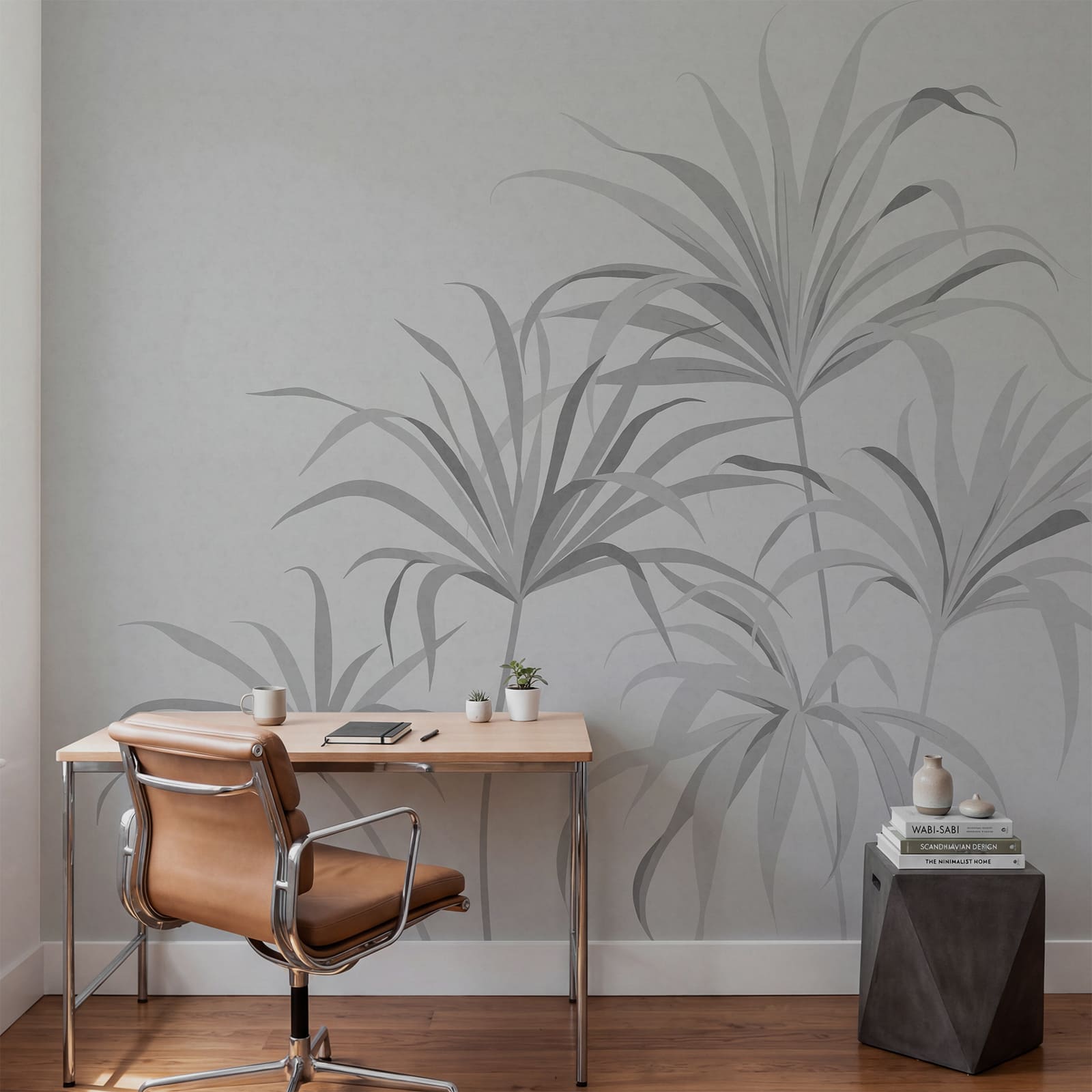 Fond gris avec des feuilles Fond gris avec des feuilles