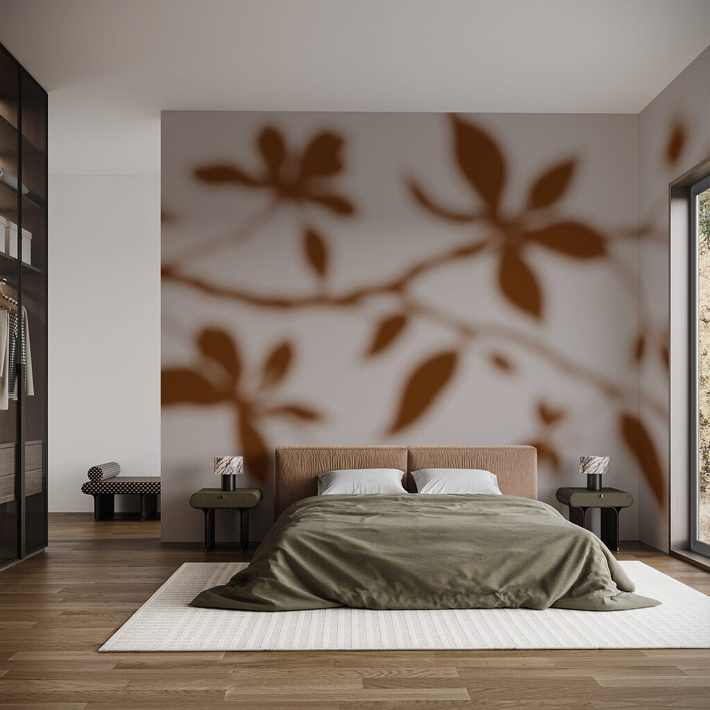 Image floue de feuilles sur une branche