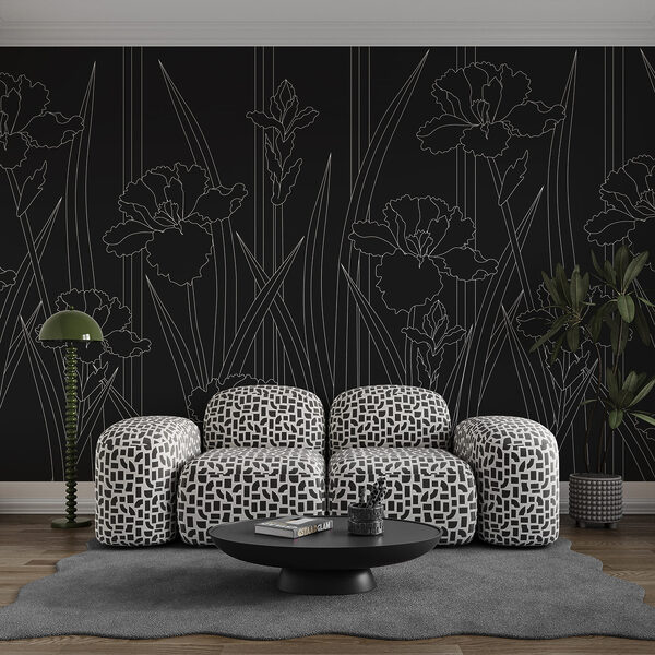 Motif floral en noir et blanc