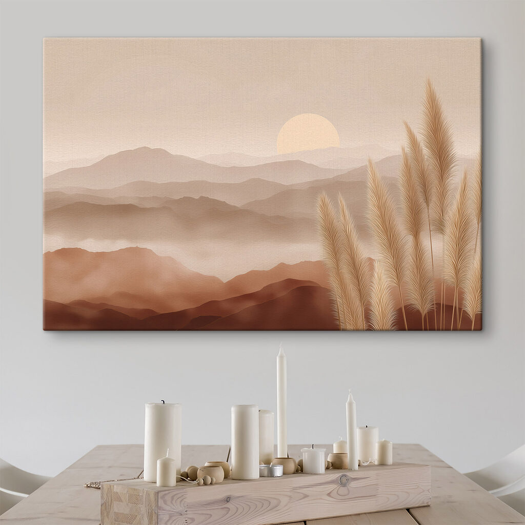 Landscape with mountains and grass Landscape with mountains and grass