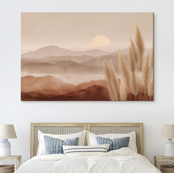 Landscape with mountains and grass Landscape with mountains and grass