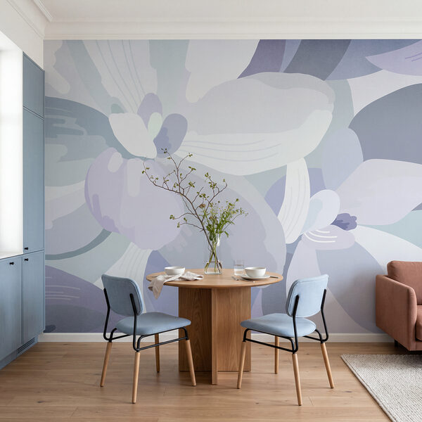 Motif abstrait floral aux tons pastel doux Papier peint Motif abstrait floral aux tons pastel doux