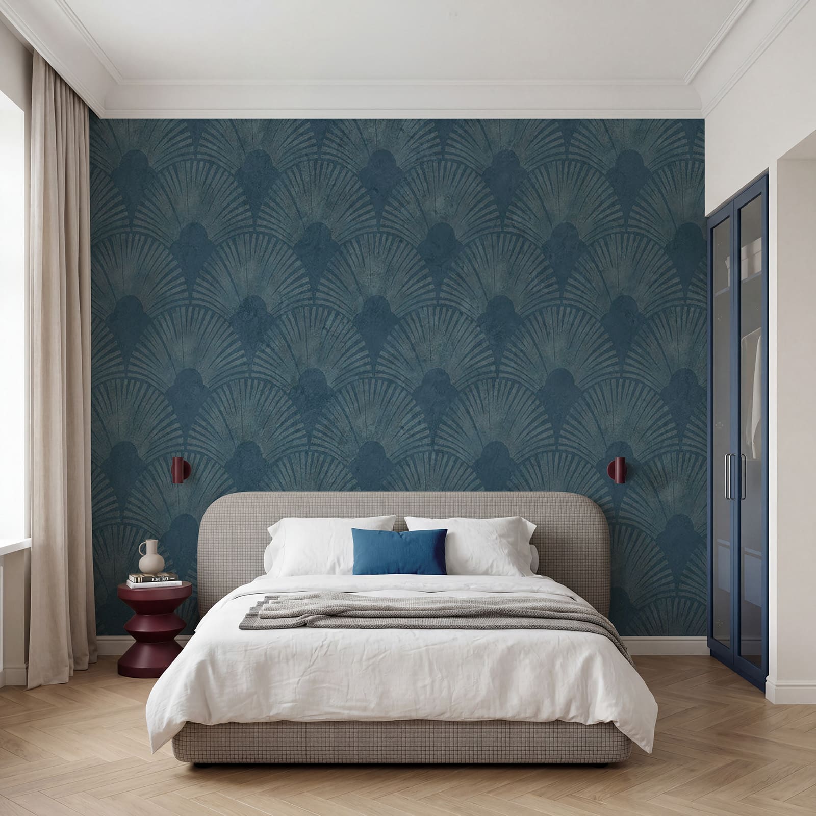 Papier peint bleu à motifs Papier peint bleu à motifs