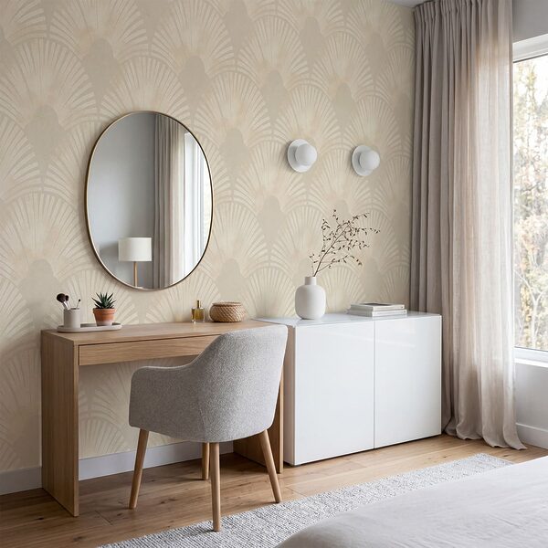 Papier peint blanc et beige Papier peint blanc et beige