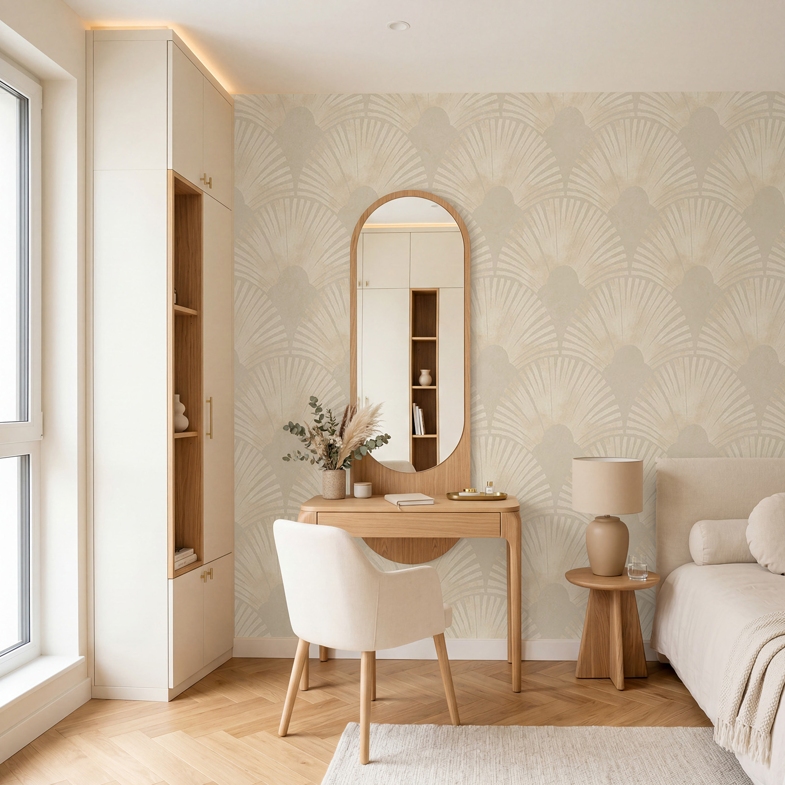 Papier peint blanc et beige Papier peint blanc et beige