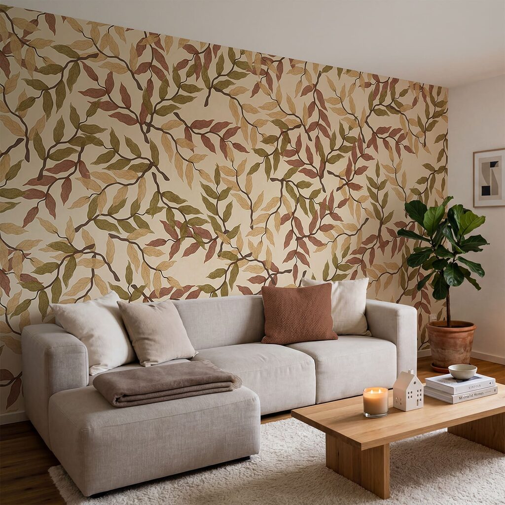 Motif de feuilles sur fond beige Motif de feuilles sur fond beige