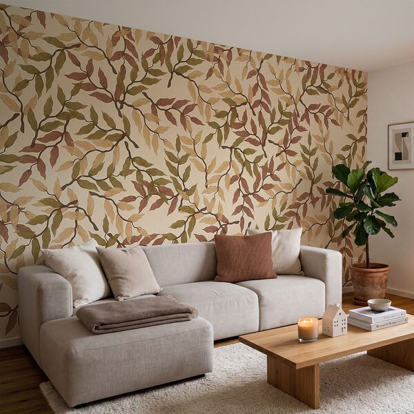 Motif de feuilles sur fond beige Motif de feuilles sur fond beige