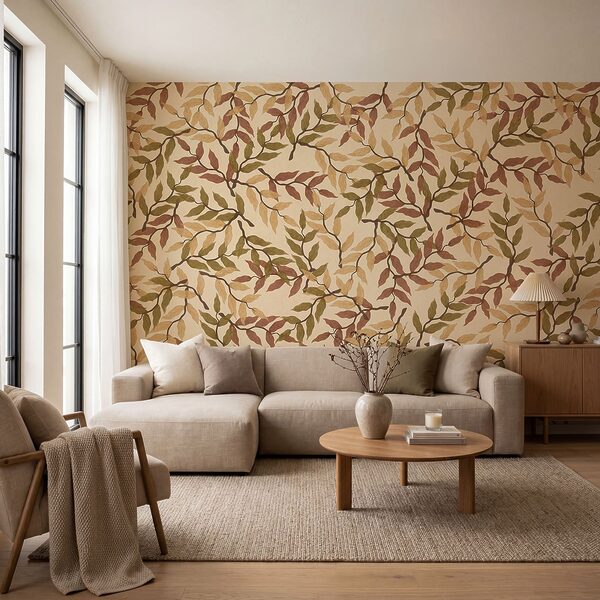 Motif de feuilles sur fond beige Motif de feuilles sur fond beige