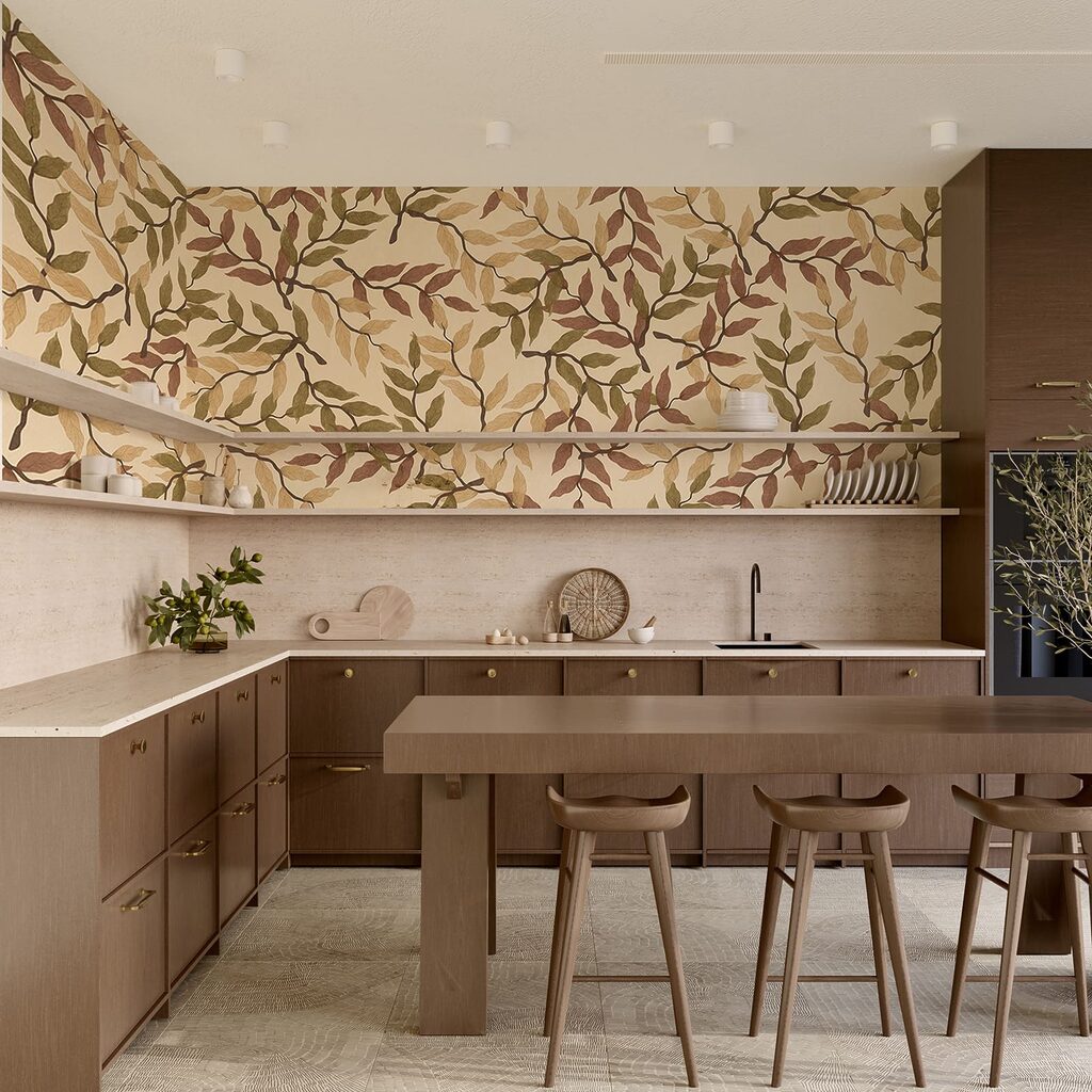 Motif de feuilles sur fond beige Motif de feuilles sur fond beige