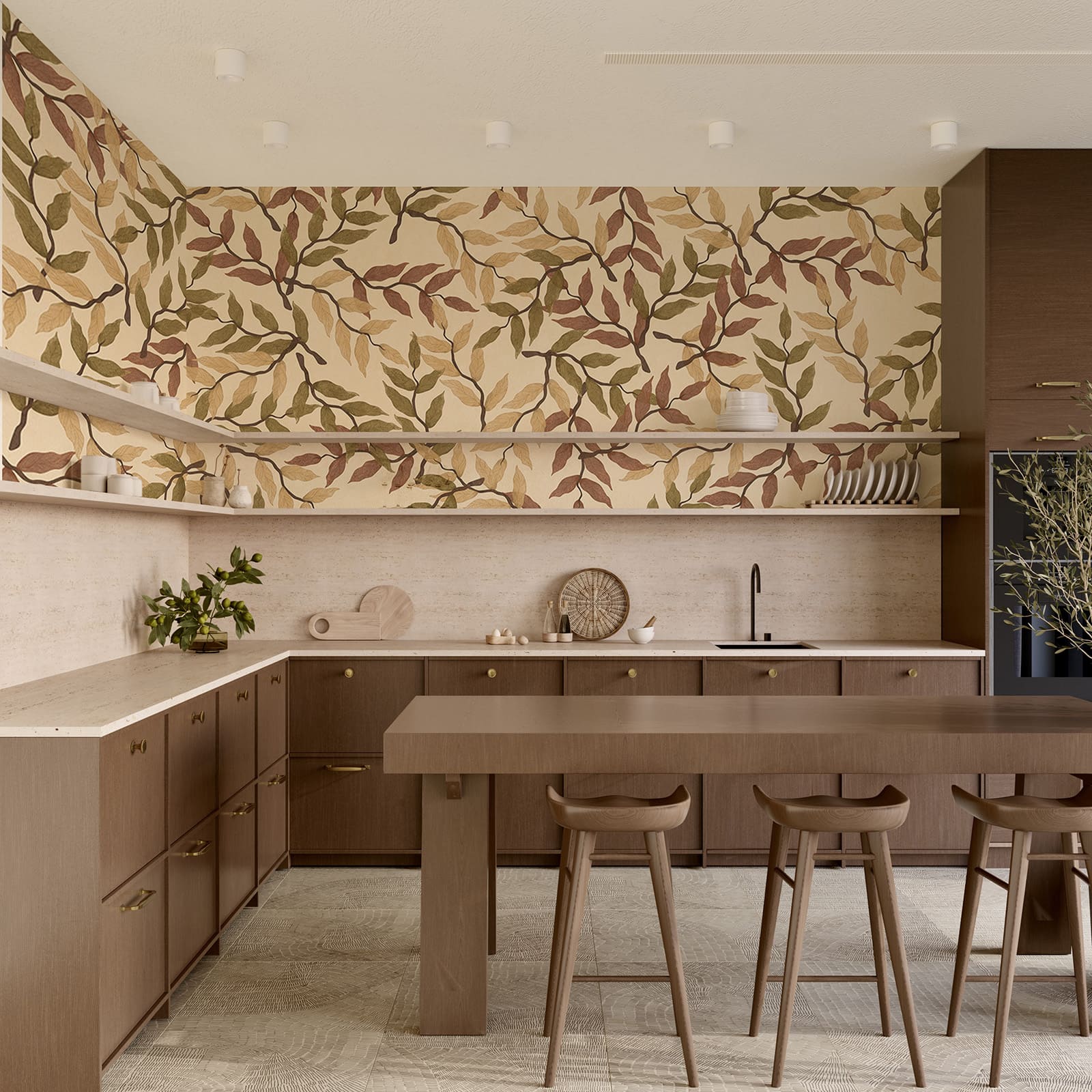 Motif de feuilles sur fond beige Motif de feuilles sur fond beige