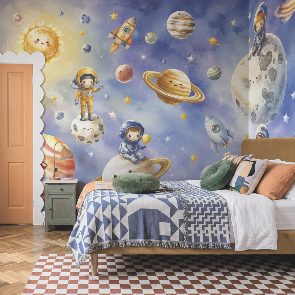 Groupe d'astronautes et de planètes de bande dessinée Groupe d'astronautes et de planètes de bande dessinée