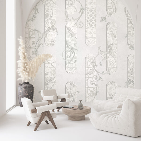 Papier peint blanc à motifs floraux Papier peint blanc à motifs floraux