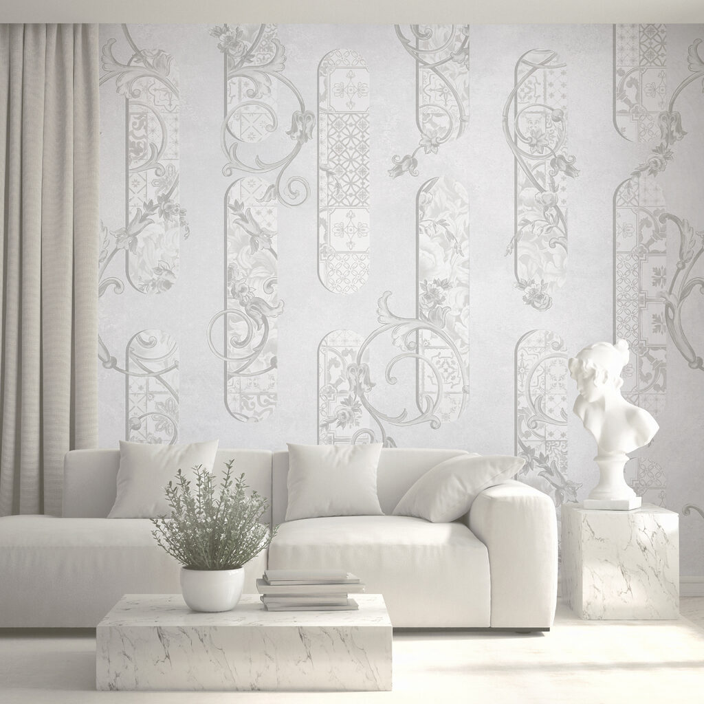 Papier peint blanc à motifs floraux Papier peint blanc à motifs floraux