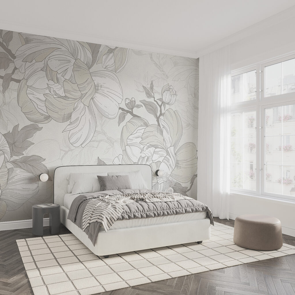 Motif floral blanc et gris Motif floral blanc et gris