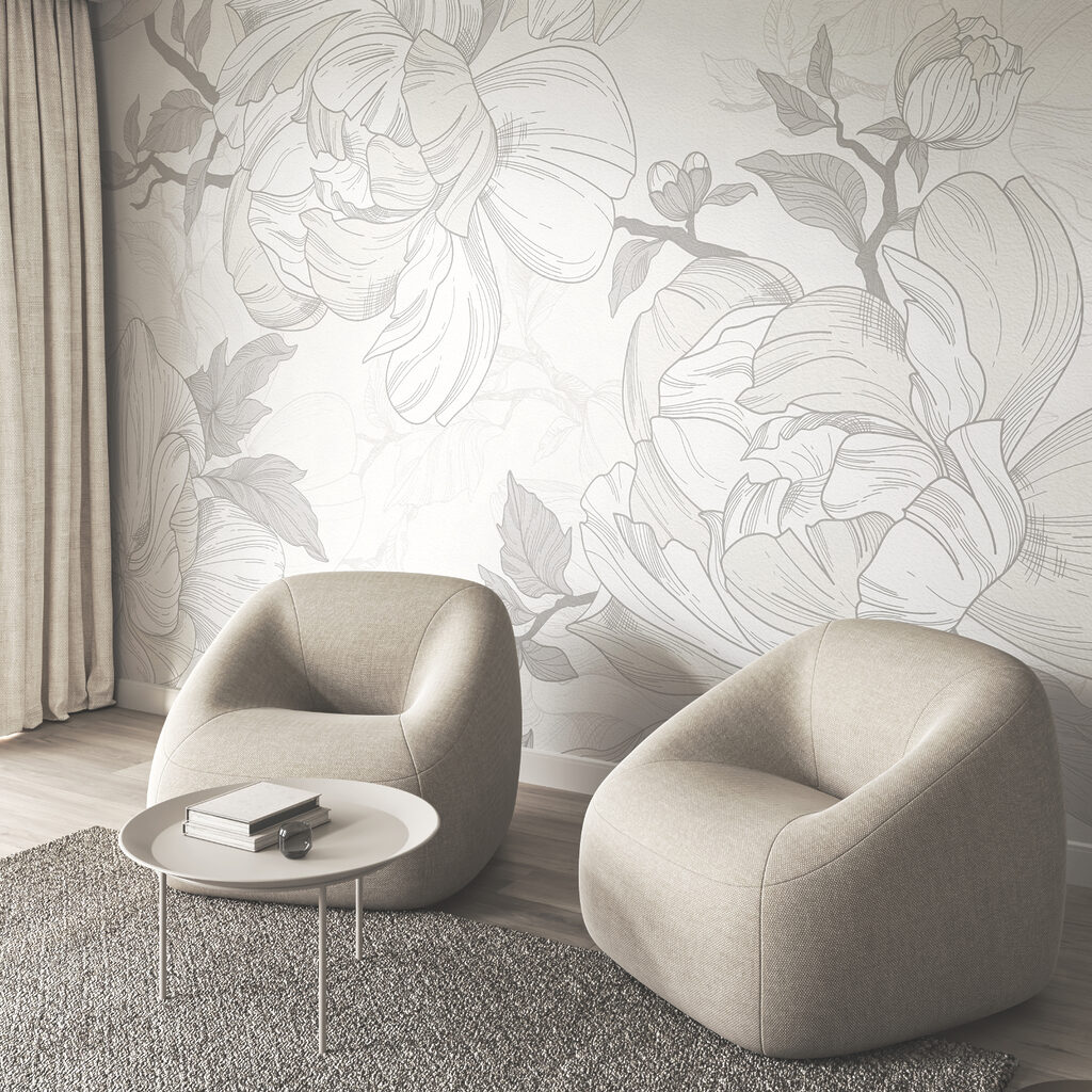 Motif floral blanc et gris Motif floral blanc et gris