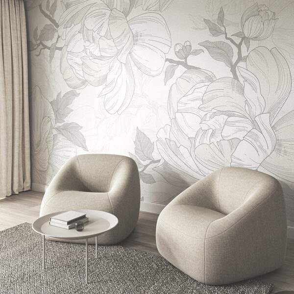 Motif floral blanc et gris Motif floral blanc et gris