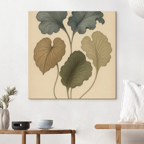 Drawing of leaves on a white surface