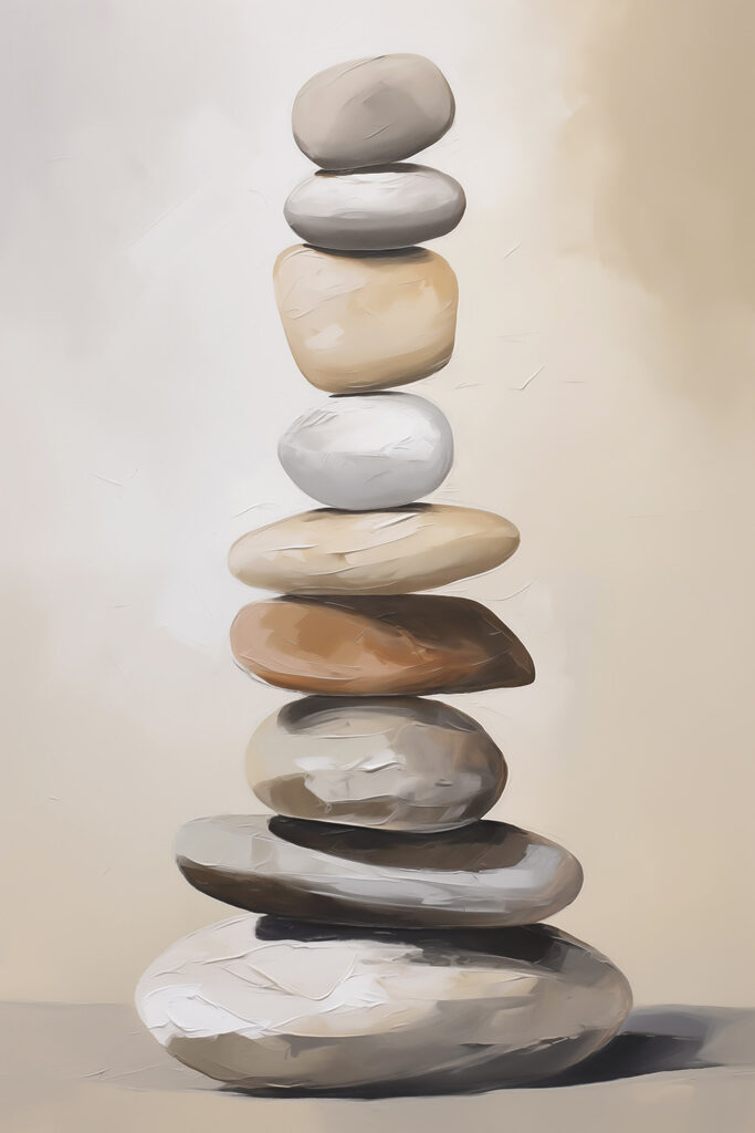 Painting of a stack of rocks