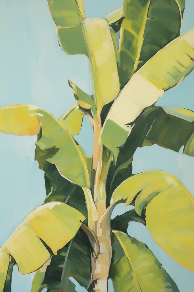 Banana tree with leaves