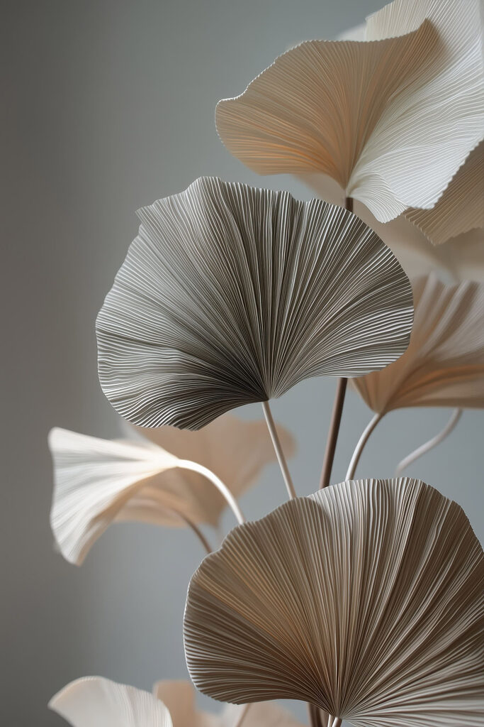 Delicate paper leaves in soft hues