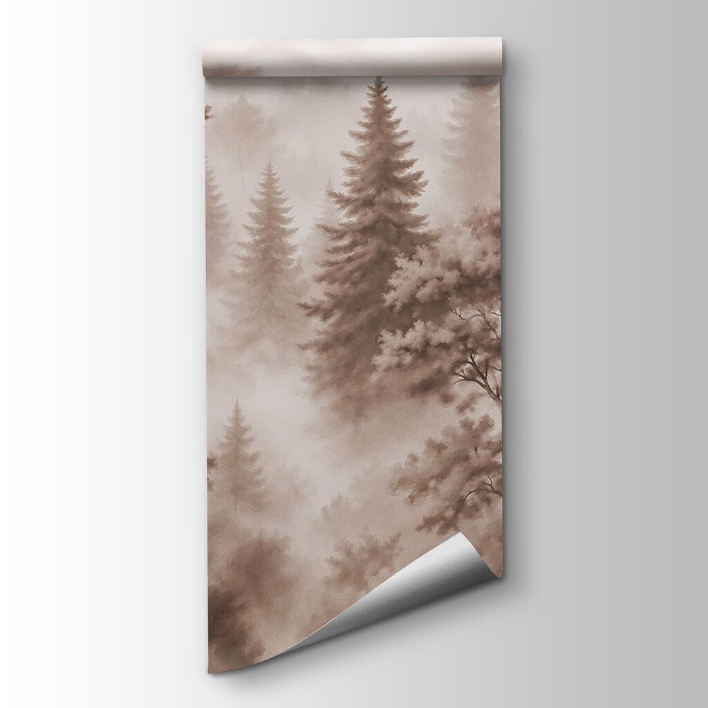 Foggy forest with trees Foggy forest with trees