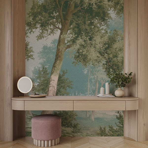 Aquarelle représentant des arbres et une rivière Aquarelle représentant des arbres et une rivière