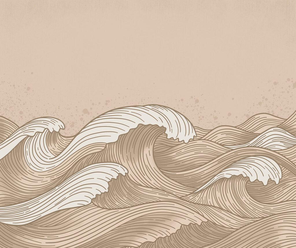 Drawing of waves in a sea Drawing of waves in a sea
