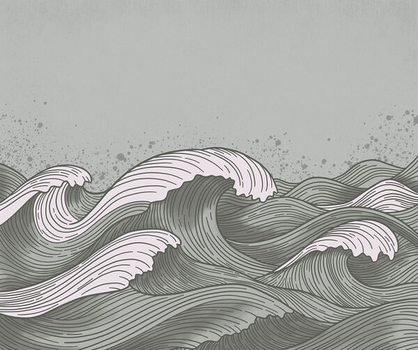Drawing of waves in a sea Drawing of waves in a sea