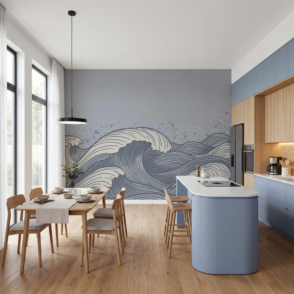 Dessin représentant des vagues dans l'océan Dessin représentant des vagues dans l'océan