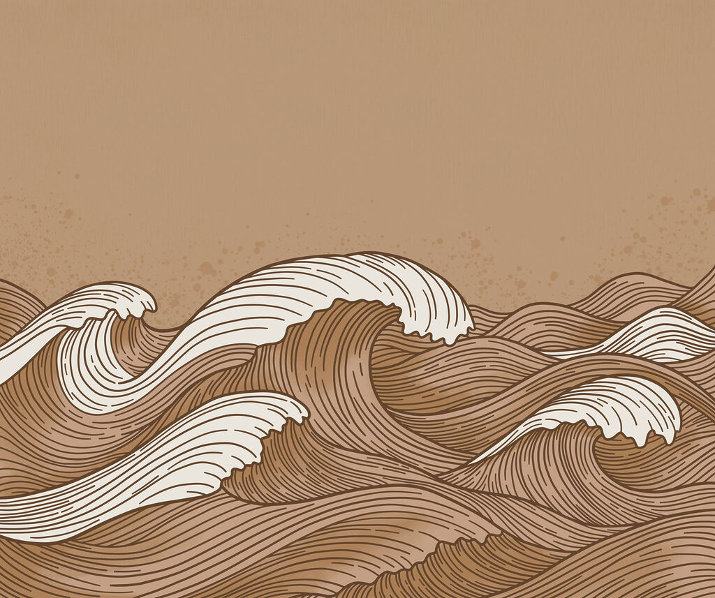 Drawing of waves in brown and white Drawing of waves in brown and white