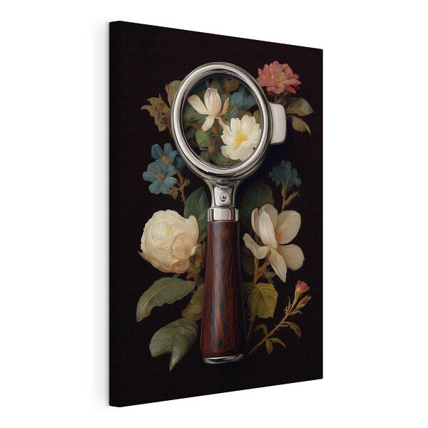 Magnifying glass with flowers