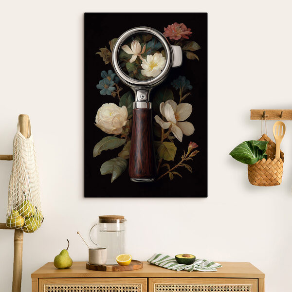 Magnifying glass with flowers