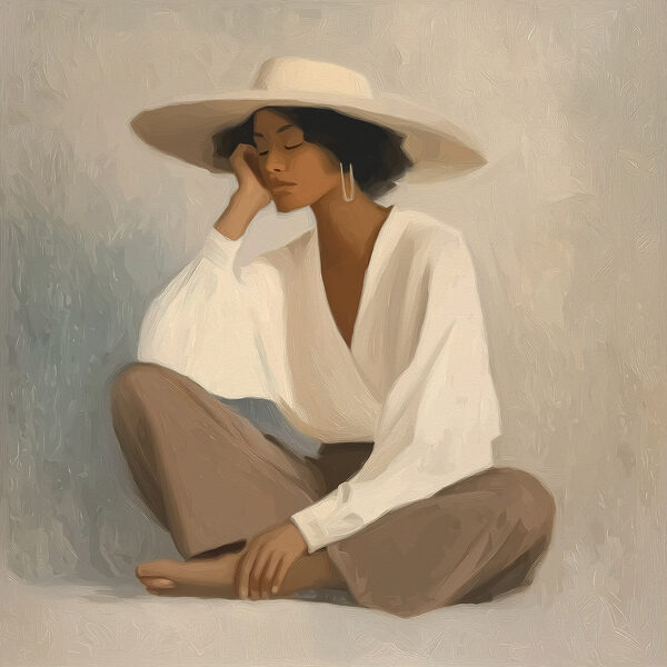 Woman sitting on the floor Woman sitting on the floor