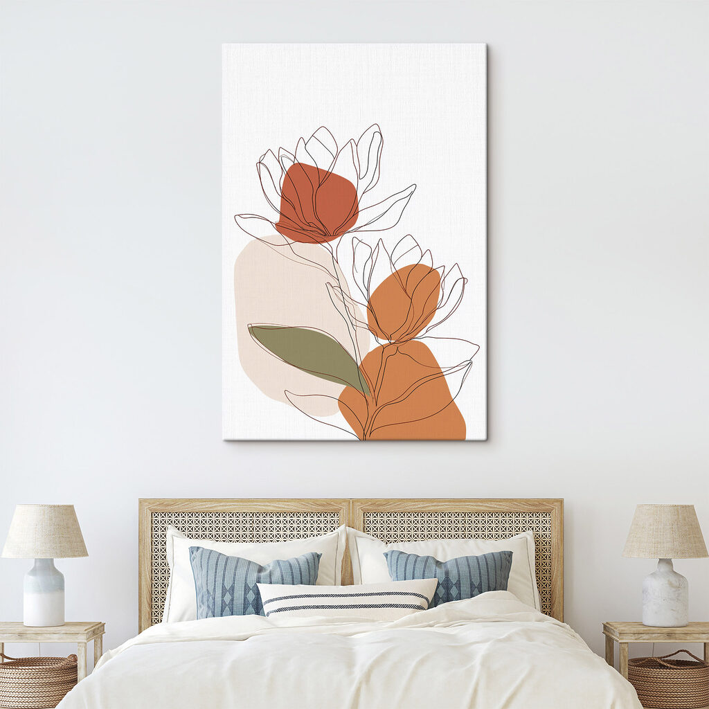 Drawing of flowers with orange circles Drawing of flowers with orange circles