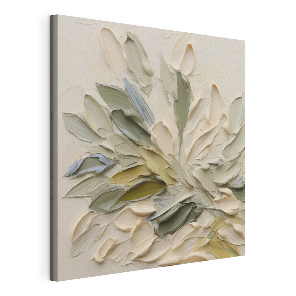 Painting of leaves on a white surface
