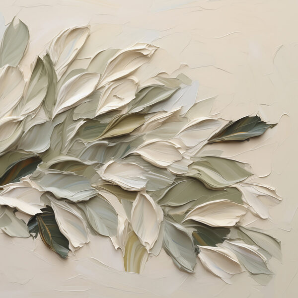 Painting of leaves on a white surface Painting of leaves on a white surface